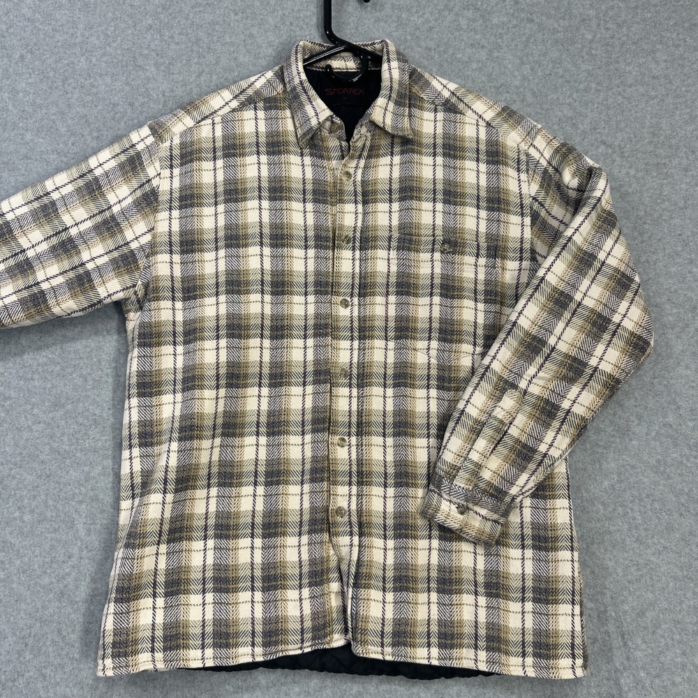 Flannel Shirt Sportex lined Mens M Plaid Long Sleeve 100% Cotton 90s Vintage